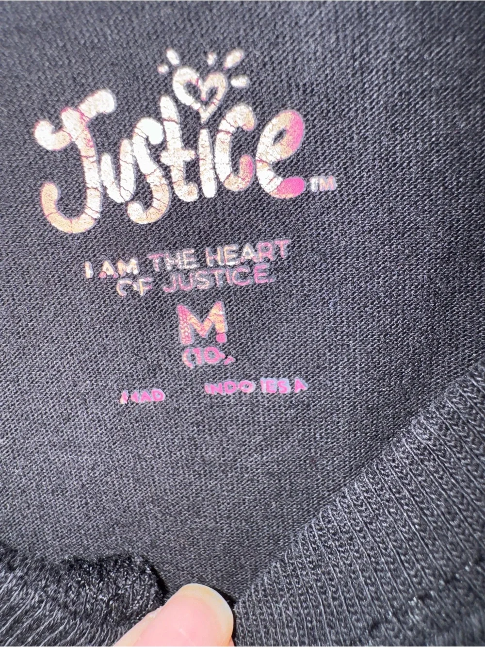 Justice Black Sequin Logo 